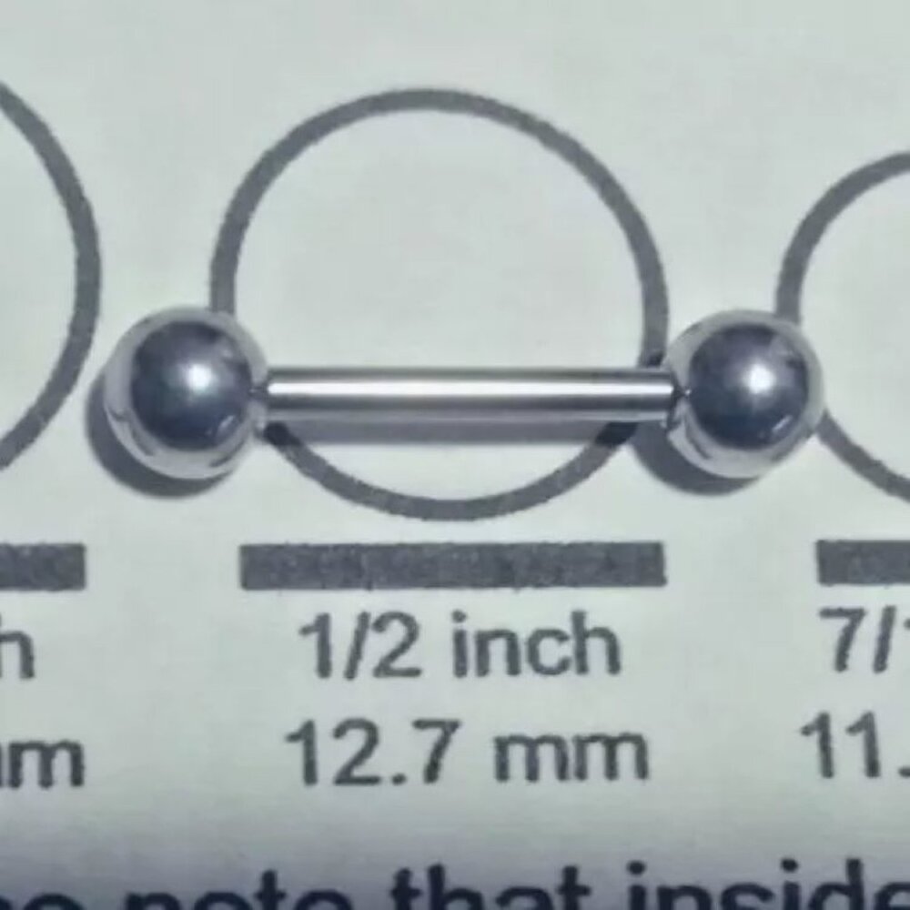 PAIR OF 14 GAUGE X 12 MM LENGTH X 5 MM BALL ENDS. BARBELLS BODY PIERCING JEWELRY
